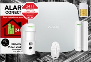 KIT AJAX con Panel AJ-HUB2-W Alarma profesional Comunicación Ethernet y dual SIM GPRS. EL PRIMER AÑO DE TARJETA SIM GRATUITO