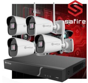 KIT SAFIRE NVR 8 CANALES 4 CAMARAS BULLET  4MPX WIFI