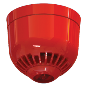 Sirena Convencional Aritech de policarbonato para interior. Montaje en techo. Lámpara lanzadestellos rojo 85 a 97 dB