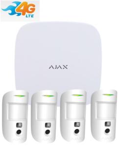 KIT HUB2 4G CON 4 SENSORES CON CÁMARA el AJ-HUB2-4G-W Alarma profesional Comunicación Ethernet y dual SIM 4G