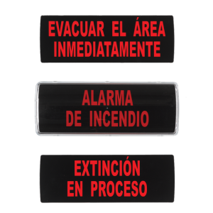 Rótulo iluminado Aritech de indicación de evacuación, extinción y alarma con zumbador de 90dB