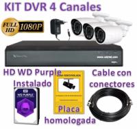 Kit HDCVI con 3 Cámaras Interior HD 1080P más Grabador Hibrido HD de 4 Canales Tiempo real y HDMI