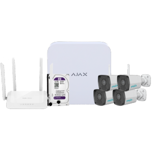   Kit de videovigilancia Ajax Grabador Ajax de 8 canales 4 cámaras bullet WiFi de 2 Mpx Uniarch