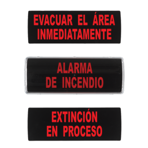 Rótulo iluminado Aritech de indicación de evacuación, extinción y alarma con zumbador de 90dB