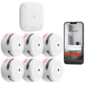Kit de detección de incendio autónomo X-Sense Inlcuye 6 detectores de humo XS01-M y Hub SBS50