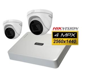 KIT HIKVISION NVR 8 CANALES POE 2 CAMARAS  DOMO 4MPX VARIFOCALES