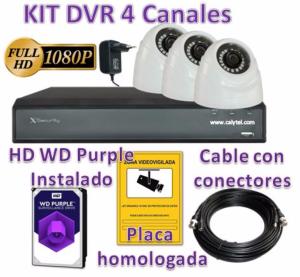 Kit HDCVI con 3 Cámaras Interior HD 1080P más Grabador Hibrido HD de 4 Canales Tiempo real y HDMI