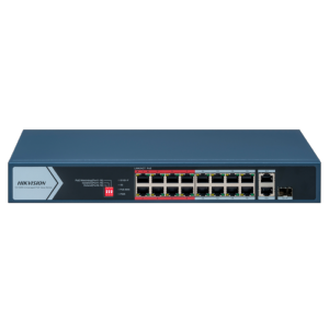      Switch PoE Hikvision 16 puertos RJ45 FE + 2 puertos Gigabit RJ45/SFP