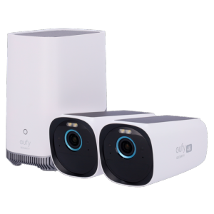   Kit 2 Cámaras solar + 1 HomeBase Eufy by Anker 4K /Detección Humanos, reconocimiento facial, mascotas y vehículos