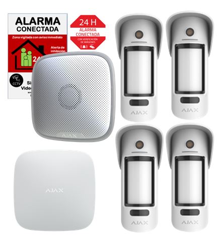 Alarma perimetral con verificación de imágenes AJAX con  Ethernet y GPRS, Sirena y detección para exterior