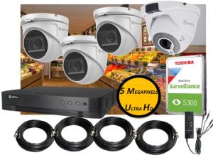 KIT SAFIRE XVR 4 CANALES  4 CAMARAS DOMOS  ULTRA HD 5 MEGAPIXELS