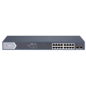      Switch PoE Hikvision 16 puertos RJ45 GE + 2 puertos Gigabit SFP