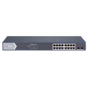      Switch PoE Hikvision 16 puertos RJ45 GE + 2 puertos Gigabit SFP