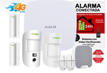 KIT AJAX con Panel AJ-HUB2-4G W Alarma profesional Comunicación Ethernet y dual SIM 4G/GPRS