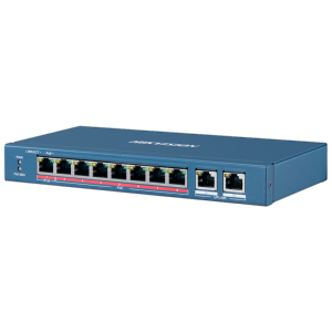      Switch PoE Hikvision 8 puertos 10/100 Mbps PoE + 2 Gigabit RJ45