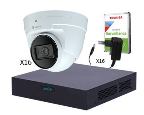 KIT  XVR 16 CANALES  16 CAMARAS DOMOS  ULTRA HD 5MPX