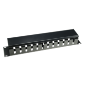 Organizador de cables Medida máxima 1U Apto para rack Robusto y resistente Color negro. Metal