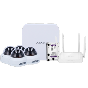   Kit de videovigilancia Ajax Grabador Ajax de 8 canales 4 cámaras turret WiFi de 2 Mpx Uniview