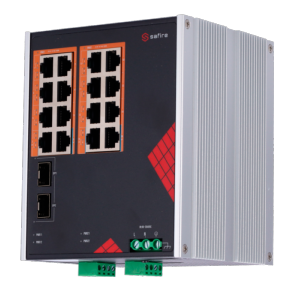      Safire Switch Industrial Alimentación AC 90~264V 16 puertos Gigabit + 2 SFP Gigabit