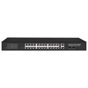     Switch PoE 24 puertos PoE + 2 Gigabit Port + 2 SFP Combo Velocidad 10/100 Mbps