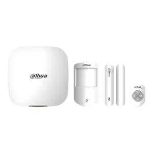 Kit de alarma vía radio Dahua 868 MHz con central 4G, detector PIR, contacto magnético y mando