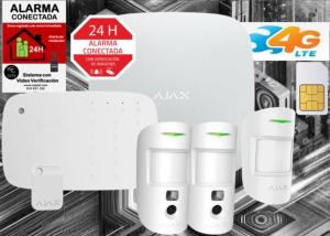 KIT AJAX con Panel AJ-HUB2-4G W Alarma profesional Comunicación Ethernet y dual SIM 4G/GPRS. EL PRIMER AÑO DE TARJETA SIM GRATUITO