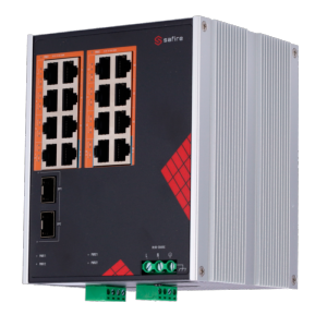      Safire Switch Industrial Alimentación AC 90~264V 16 puertos Gigabit + 2 SFP Gigabit