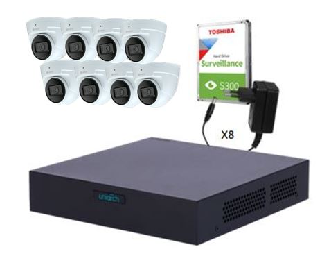 KIT  XVR 8 CANALES  8 CAMARAS DOMOS  ULTRA HD 5MPX