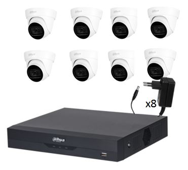 KIT DAHUA XVR 8 CANALES 8 CAMARAS DOMOS  FULL HD