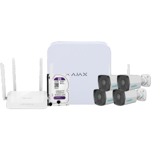   Kit de videovigilancia Ajax Grabador Ajax de 8 canales 4 cámaras bullet WiFi de 2 Mpx Uniarch