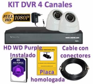 Kit HDCVI con 2 Cámaras Interior HD 1080P más Grabador Hibrido HD de 4 Canales Tiempo real y HDMI