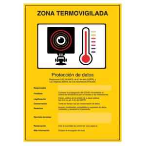 Placa / Cartel de Zona TermoVigilada plástico para interior/exterior.Homologado según normativa 