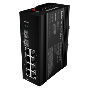      Switch PoE Marca Blanca - Montaje en carril DIN 8 Puertos Gigabit + 2 SFP Gigabit