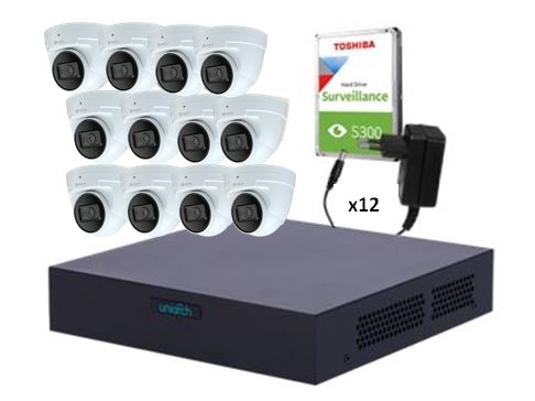 KIT  XVR 16 CANALES  12 CAMARAS DOMOS  ULTRA HD 5MPX