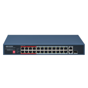      Switch PoE Hikvision 24 puertos RJ45 FE + 2 puertos Gigabit RJ45/SFP