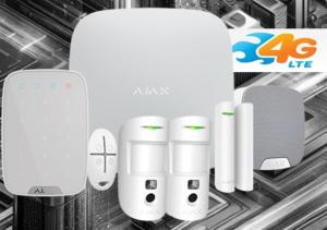 KIT AJAX con Panel AJ-HUB2-4G W Alarma profesional Comunicación Ethernet y dual SIM 4G/GPRS