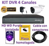 Kit HDCVI con 1 Cámara Interior HD 1080P más Grabador Hibrido HD de 4 Canales Tiempo real y HDMI