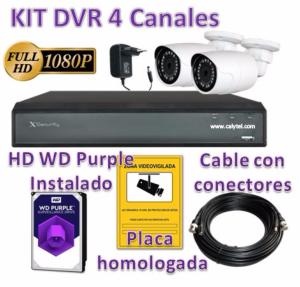 Kit HDCVI con 2 Cámaras Interior HD 1080P más Grabador Hibrido HD de 4 Canales Tiempo real y HDMI