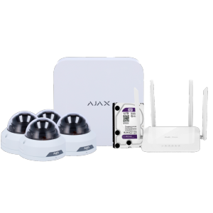   Kit de videovigilancia Ajax Grabador Ajax de 8 canales 4 cámaras turret WiFi de 2 Mpx Uniview