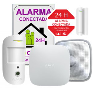 KIT CAM1 con Panel AJ-HUB2-W Alarma profesional Comunicación Ethernet y dual SIM GPRS