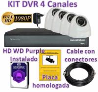 Kit HDCVI con 4 Cámaras Interior HD 1080P más Grabador Hibrido HD de 4 Canales Tiempo real y HDMI